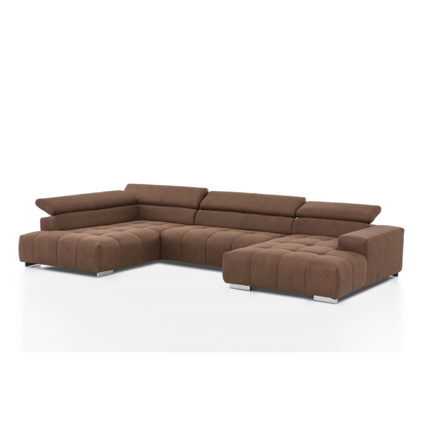 Sofa narożna typu U TROPEA brązowy