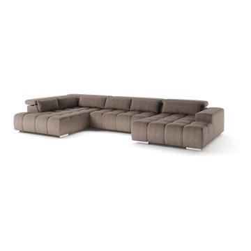Sofa narożna z zagłówkami typu U TROPEA beżowy