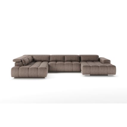 Sofa narożna z zagłówkami typu U TROPEA beżowy