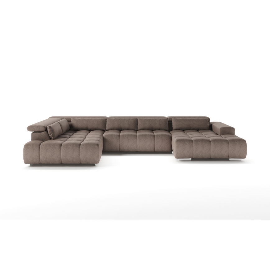 Sofa narożna z zagłówkami typu U TROPEA beżowy