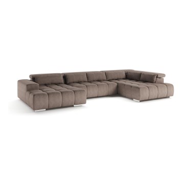 Sofa narożna z zagłówkami typu U TROPEA beżowy