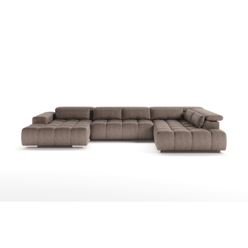 Sofa narożna z zagłówkami typu U TROPEA beżowy