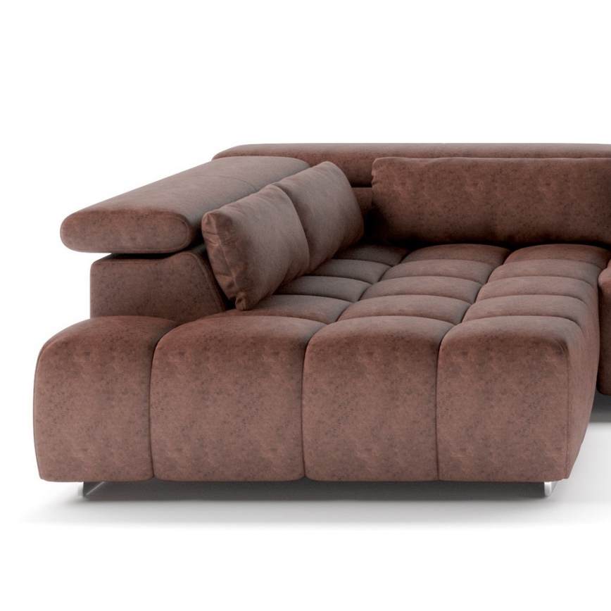 Sofa narożna z zagłówkami typu U TROPEA brązowy