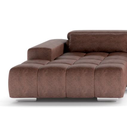 Sofa narożna z zagłówkami typu U TROPEA brązowy