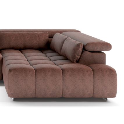 Sofa narożna z zagłówkami typu U TROPEA brązowy