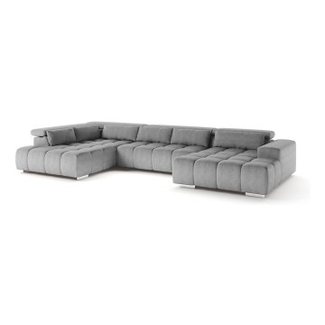 Sofa narożna z zagłówkami typu U TROPEA szary