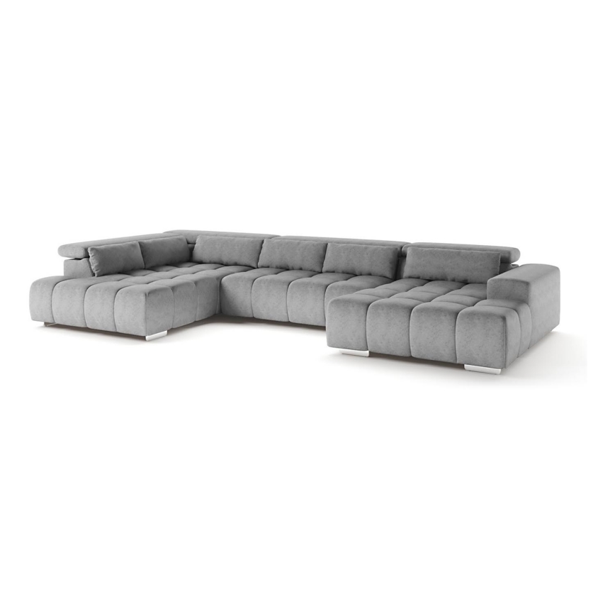 Sofa narożna z zagłówkami typu U TROPEA szary