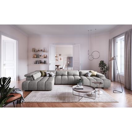 Sofa narożna z zagłówkami typu U TROPEA szary