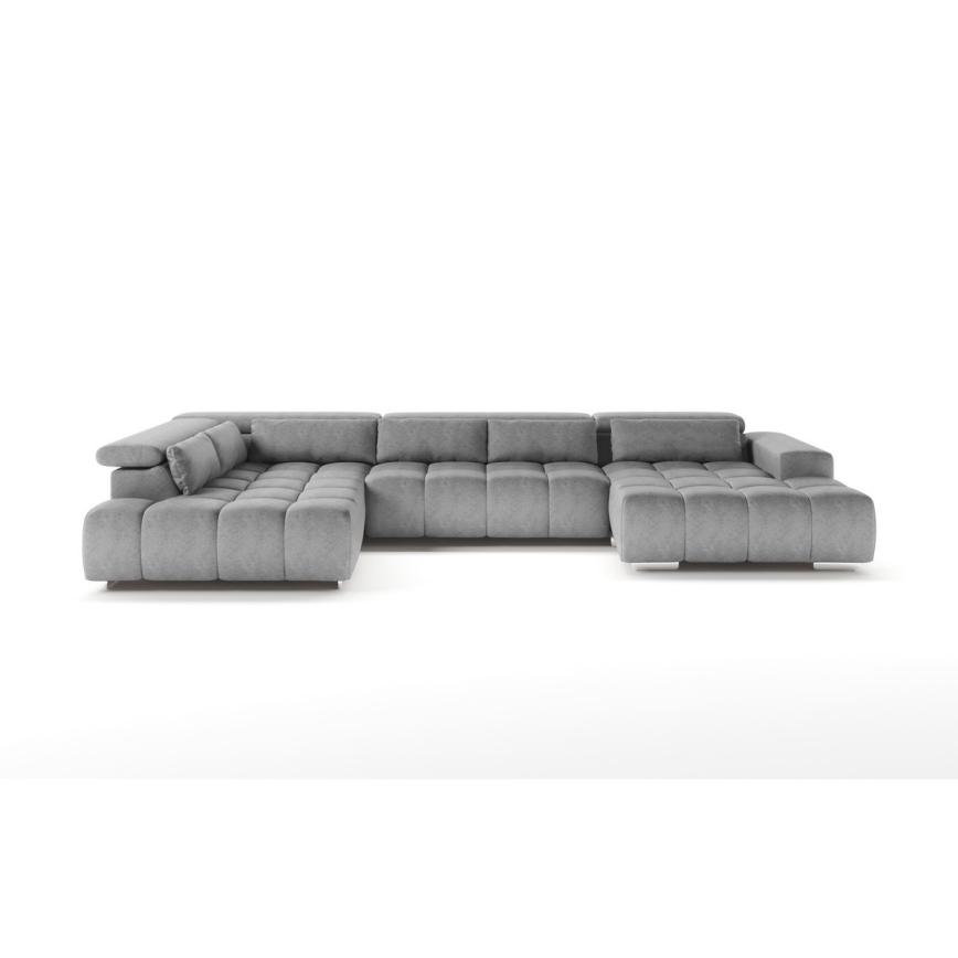 Sofa narożna z zagłówkami typu U TROPEA szary