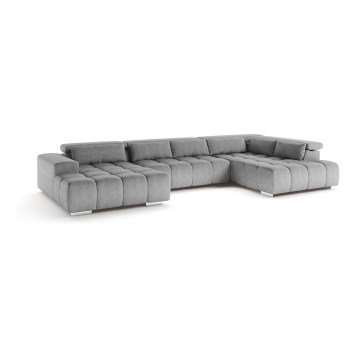 Sofa narożna z zagłówkami typu U TROPEA szary