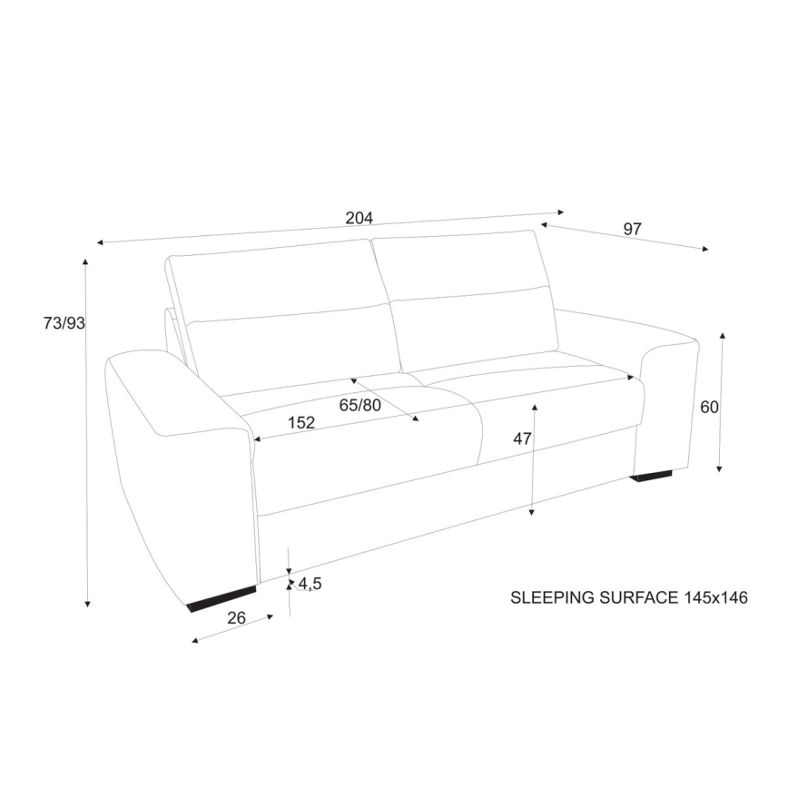 Rozkładana sofa trzyosobowa COMO szara