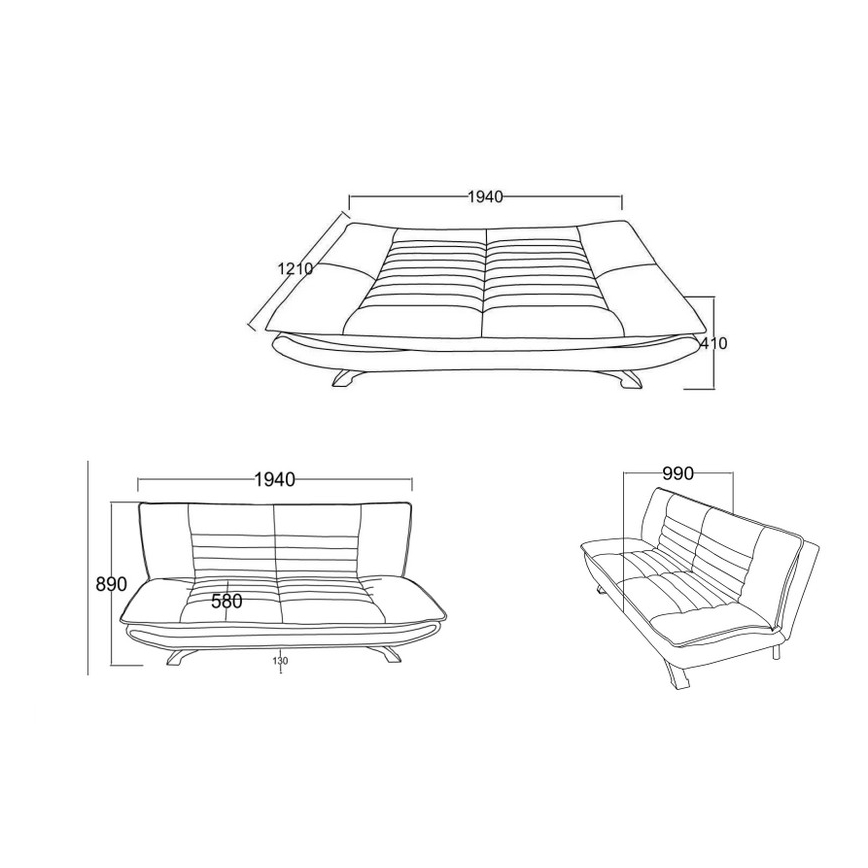 Sofa rozkładana dwuosobowa AIRI, beżowa