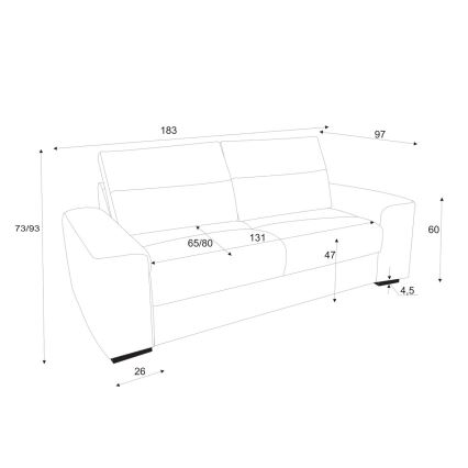 Rozkładana dwuosobowa sofa COMO szara