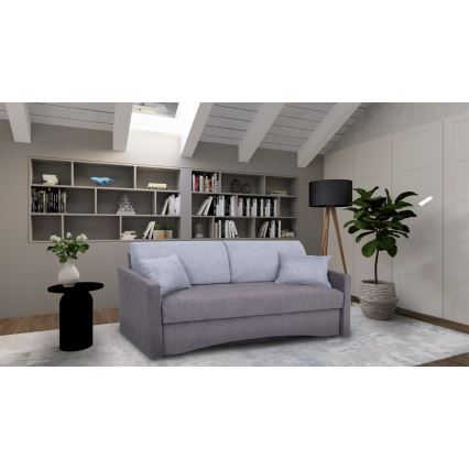 Tapicerowana rozkładana trzyosobowa sofa do codziennego spania z podłokietnikami PAUL szara