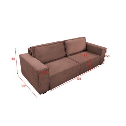 Sofa trzyosobowa składana z miejscem do przechowywania RONDA czerwona