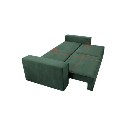 Sofa trzyosobowa składana z miejscem do przechowywania RONDA zielona