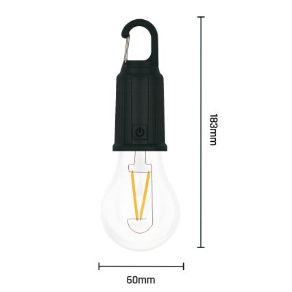 Solarna ładowalna latarka LUMINA LUMO LED/USB 300 mAh czarna