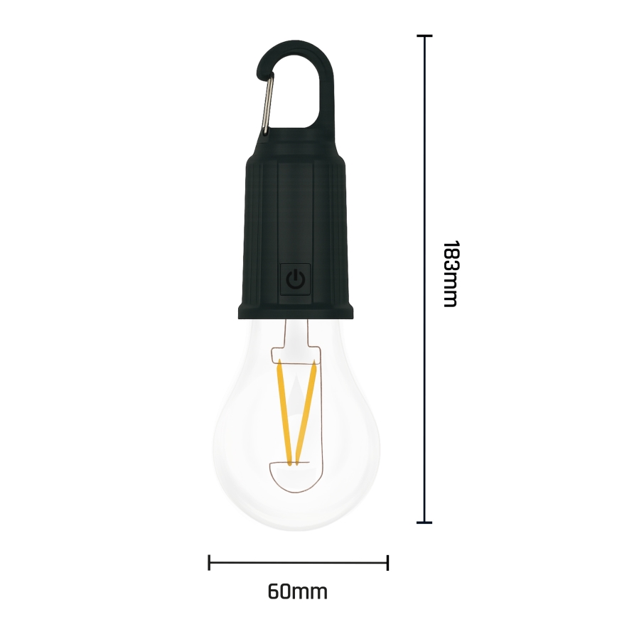 Solarna ładowalna latarka LUMINA LUMO LED/USB 300 mAh czarna