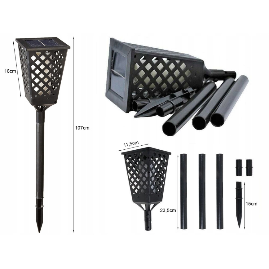 Solarna lampa LED z czujnikiem LED/0,6W/5,5V IP65 2000 mAh 107 cm czarna