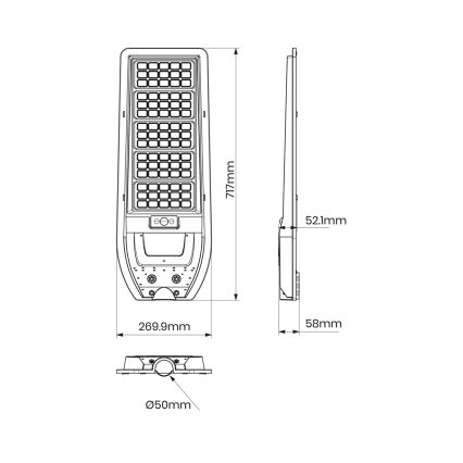 Solarna lampa uliczna LED VIA 200W/20000 mAh 3,2V 6000K IP54 + pilot zdalnego sterowania