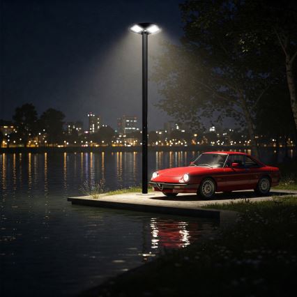 LED ściemnialna solarna lampa uliczna z czujnikiem LED/15W/6V 11000 mAh 6500K IP65 czarna + pilot zdalnego sterowania
