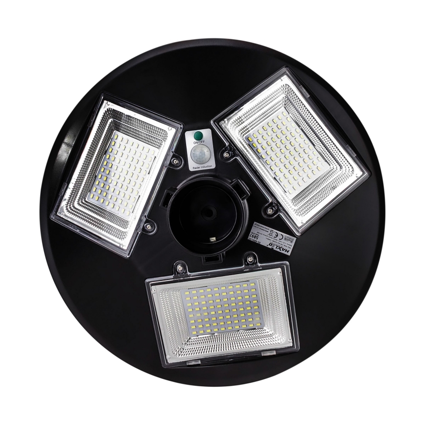 LED ściemnialna solarna lampa uliczna z czujnikiem LED/15W/6V 11000 mAh 6500K IP65 czarna + pilot zdalnego sterowania