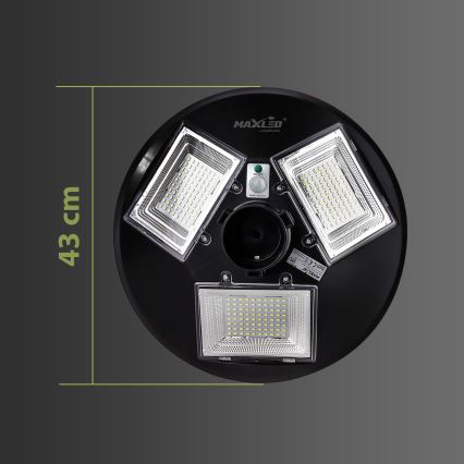 LED ściemnialna solarna lampa uliczna z czujnikiem LED/15W/6V 11000 mAh 6500K IP65 czarna + pilot zdalnego sterowania