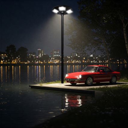 Ściemnialna solarna lampa uliczna LED z czujnikiem, 22W/6V, 18000 mAh, 6500K, IP65, czarna + pilot zdalnego sterowania