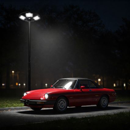 Ściemnialna solarna lampa uliczna LED z czujnikiem, 22W/6V, 18000 mAh, 6500K, IP65, czarna + pilot zdalnego sterowania