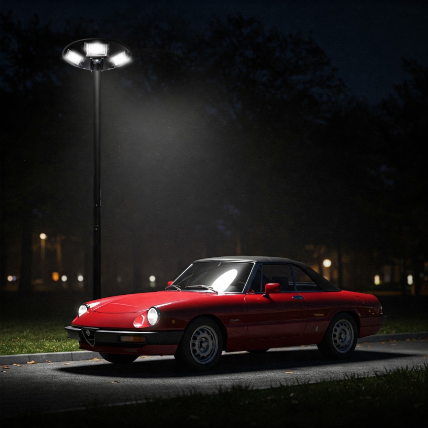 Ściemnialna solarna lampa uliczna LED z czujnikiem, 22W/6V, 18000 mAh, 6500K, IP65, czarna + pilot zdalnego sterowania