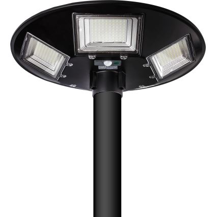 Ściemnialna solarna lampa uliczna LED z czujnikiem, 22W/6V, 18000 mAh, 6500K, IP65, czarna + pilot zdalnego sterowania