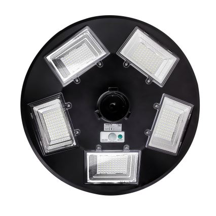 Ściemnialna solarna lampa uliczna LED z czujnikiem, 22W/6V, 18000 mAh, 6500K, IP65, czarna + pilot zdalnego sterowania