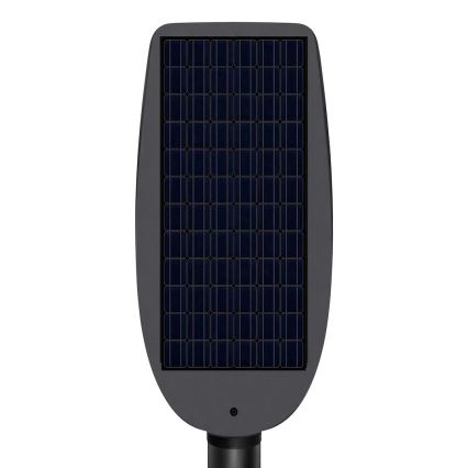 LED solarna latarnia uliczna z funkcją ściemniania i czujnikiem VENICE LED/200W/3,2V 12000 mAh IP65 czarna + zdalne sterowanie