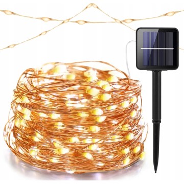 Solarny dekoracyjny łańcuch LED 200xLED/1,2V 800 mAh 12 m IP44 czarny