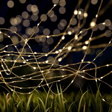 Solarny dekoracyjny łańcuch LED 200xLED/1,2V 800 mAh 12 m IP44 czarny