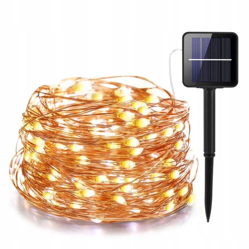 Solarny dekoracyjny łańcuch LED 200xLED/1,2V 800 mAh 12 m IP44 czarny