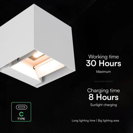 Solarny kinkiet ścienny LED z czujnikiem LED/9W/3,7V 3000/4000/5000K IP65 2600 mAh biały