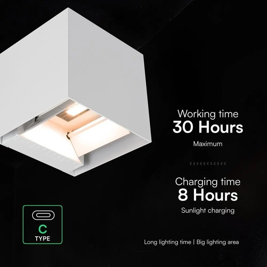Solarny kinkiet ścienny LED z czujnikiem LED/9W/3,7V 3000/4000/5000K IP65 2600 mAh biały