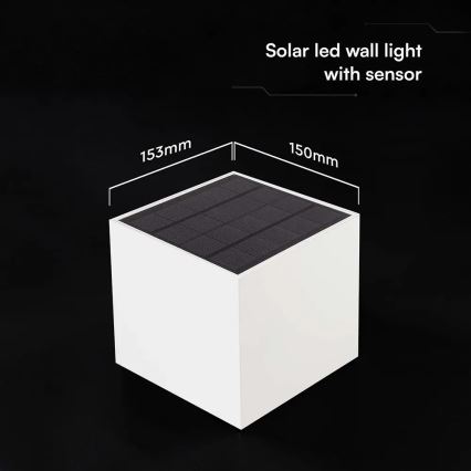 Solarny kinkiet ścienny LED z czujnikiem LED/9W/3,7V 3000/4000/5000K IP65 2600 mAh biały