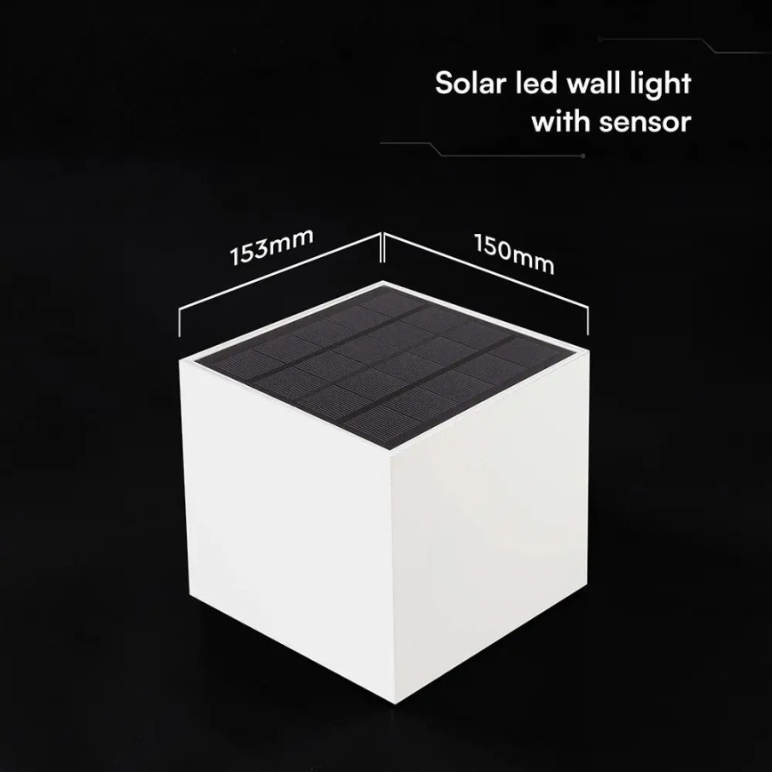 Solarny kinkiet ścienny LED z czujnikiem LED/9W/3,7V 3000/4000/5000K IP65 2600 mAh biały