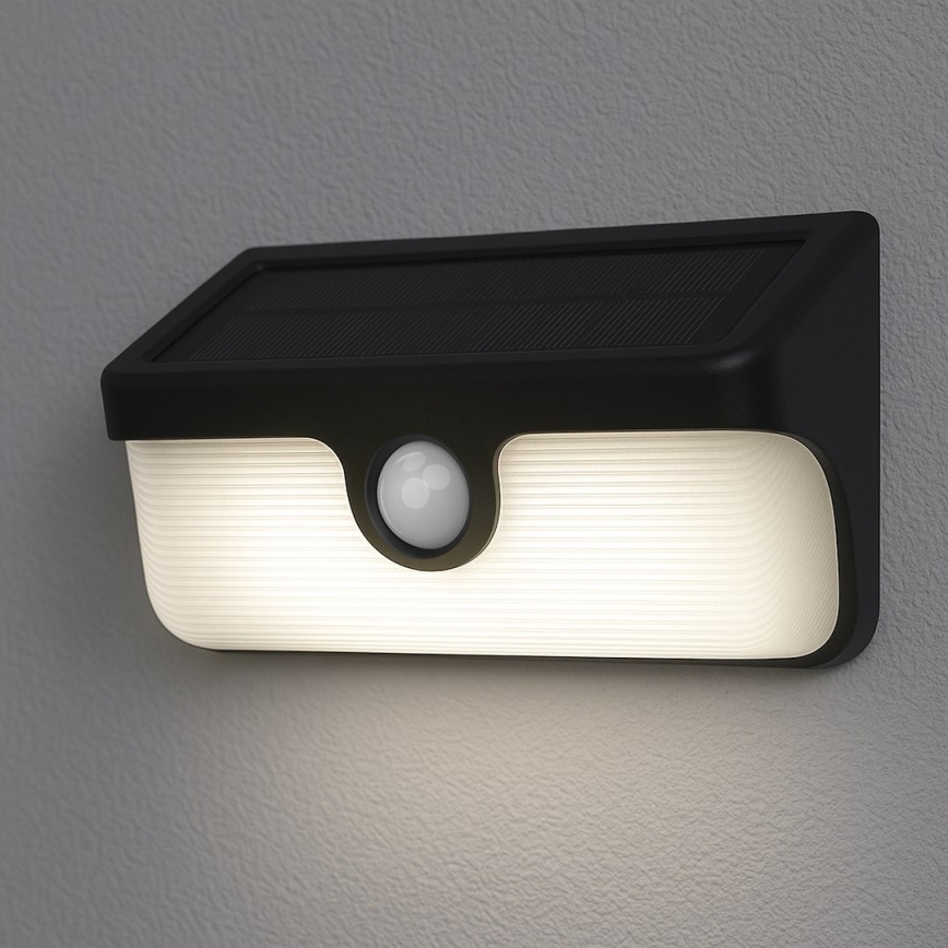 Solarny kinkiet LED z czujnikiem LINK LED/5W/3,7V 2000 mAh IP65 czarny