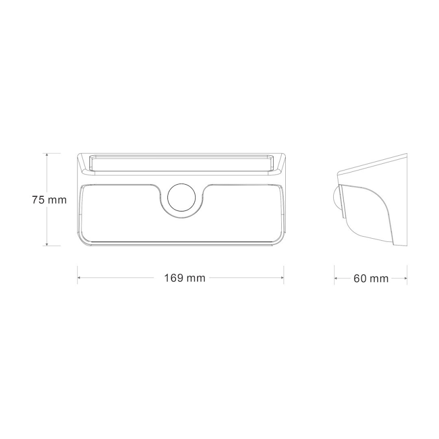 Solarny kinkiet LED z czujnikiem LINK LED/5W/3,7V 2000 mAh IP65 czarny