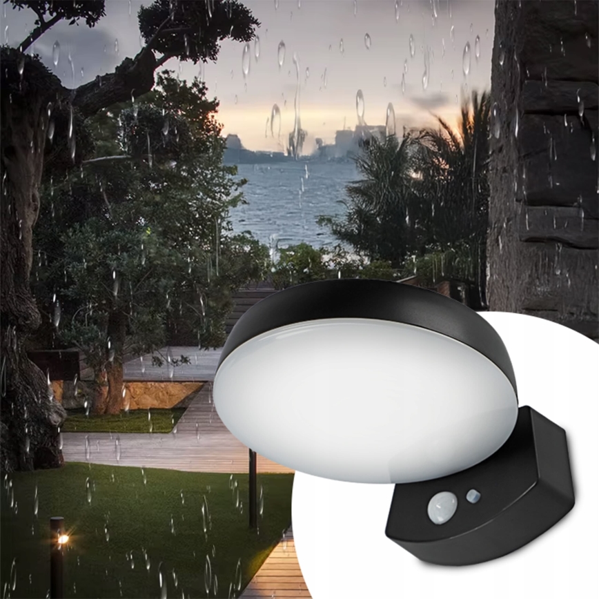 Solarny ściemnialny kinkiet ścienny LED z czujnikiem LED/3W/3,7V 1800 mAh IP54 czarny