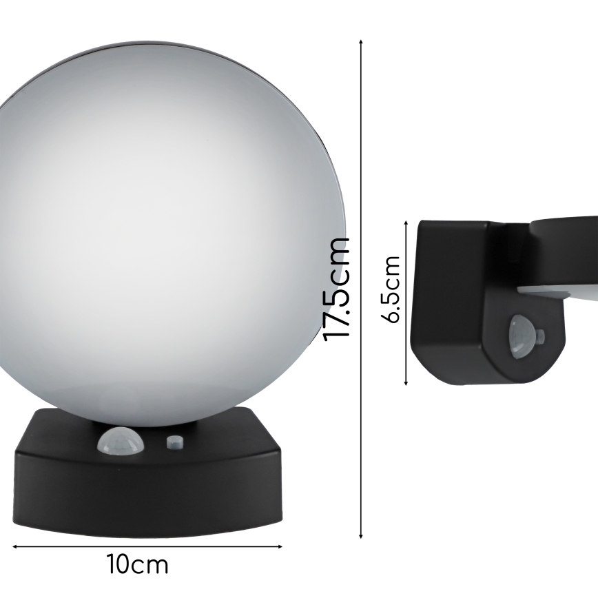 Solarny ściemnialny kinkiet ścienny LED z czujnikiem LED/3W/3,7V 1800 mAh IP54 czarny