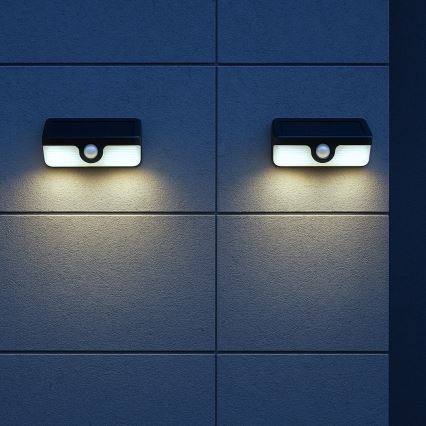 Solarny kinkiet ścienny LED z czujnikiem LINK LED/5W/3,7V IP65, czarny