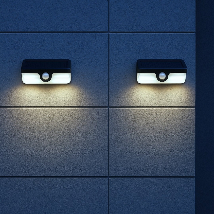 Solarny kinkiet ścienny LED z czujnikiem LINK LED/5W/3,7V IP65, czarny