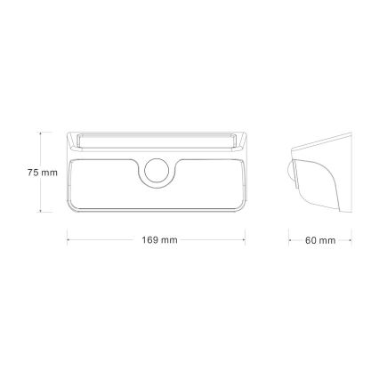 Solarny kinkiet ścienny LED z czujnikiem LINK LED/5W/3,7V IP65, czarny