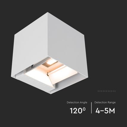 Solarny kinkiet ścienny LED z czujnikiem 9W/5V 3000/4000/5000K IP65 2600 mAh biały