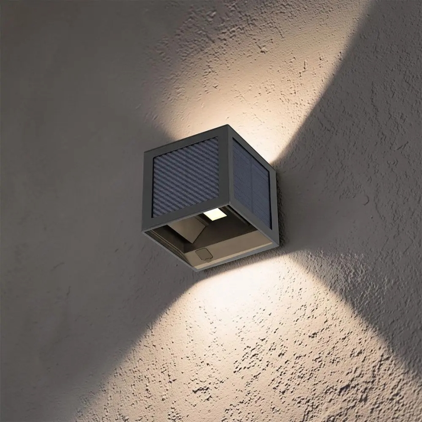 Solarny kinkiet LED z czujnikiem — 9W, 3,7V, 3000/4000/6000K, IP65, akumulator 2600 mAh, czarny