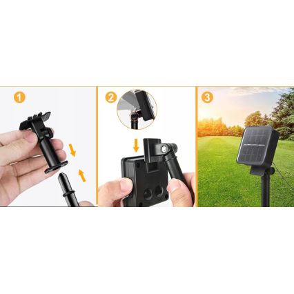 Solarny łańcuch dekoracyjny 20 diod LED/8 funkcji 500 mAh 7,6 m IP67 ciepła biała